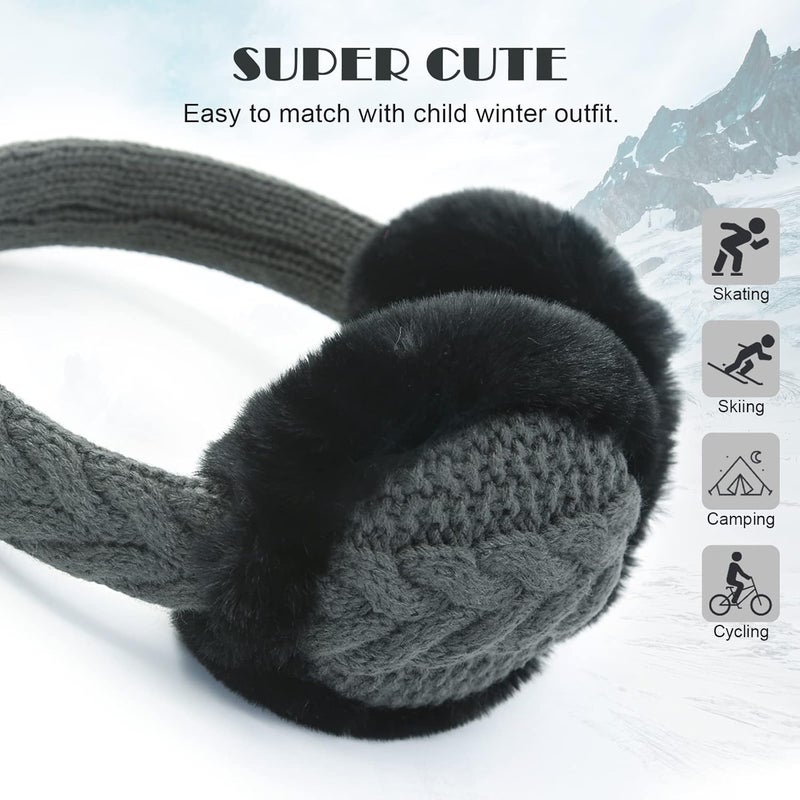 POXIMI Store Baby Warm Earmuffs Kid Magic Gloves Girl Soft Plush Ear Muffs Toddler Knit Mittens for Boy Winter Ear Warmer Set - Image 3